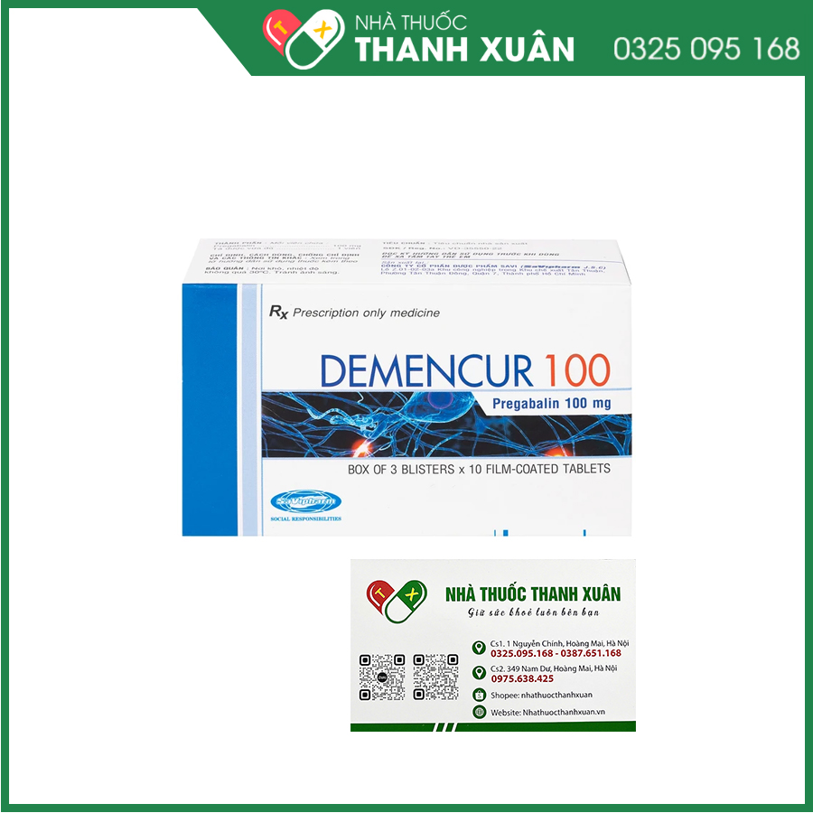 Demencur 100 điều trị đau thần kinh, động kinh, rối loạn lo âu lan tỏa